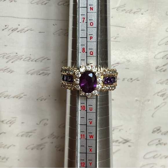 Purple and Gold Tone Women's Ring - Picture 3 of 9